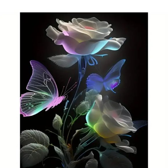BUTTERFLIES AND THE PEACE ROSE DIAMOND PAINTING KIT by Ling Zi NWT! - Picture 6 of 6